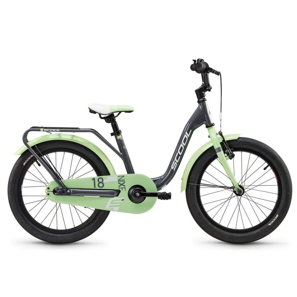 S'COOL niXe 18" 1-speed coaster-brake Aluminium dark grey-pastel green S'COOL niXe 18" 1-speed coaster-brake Aluminium dark grey-pastel green