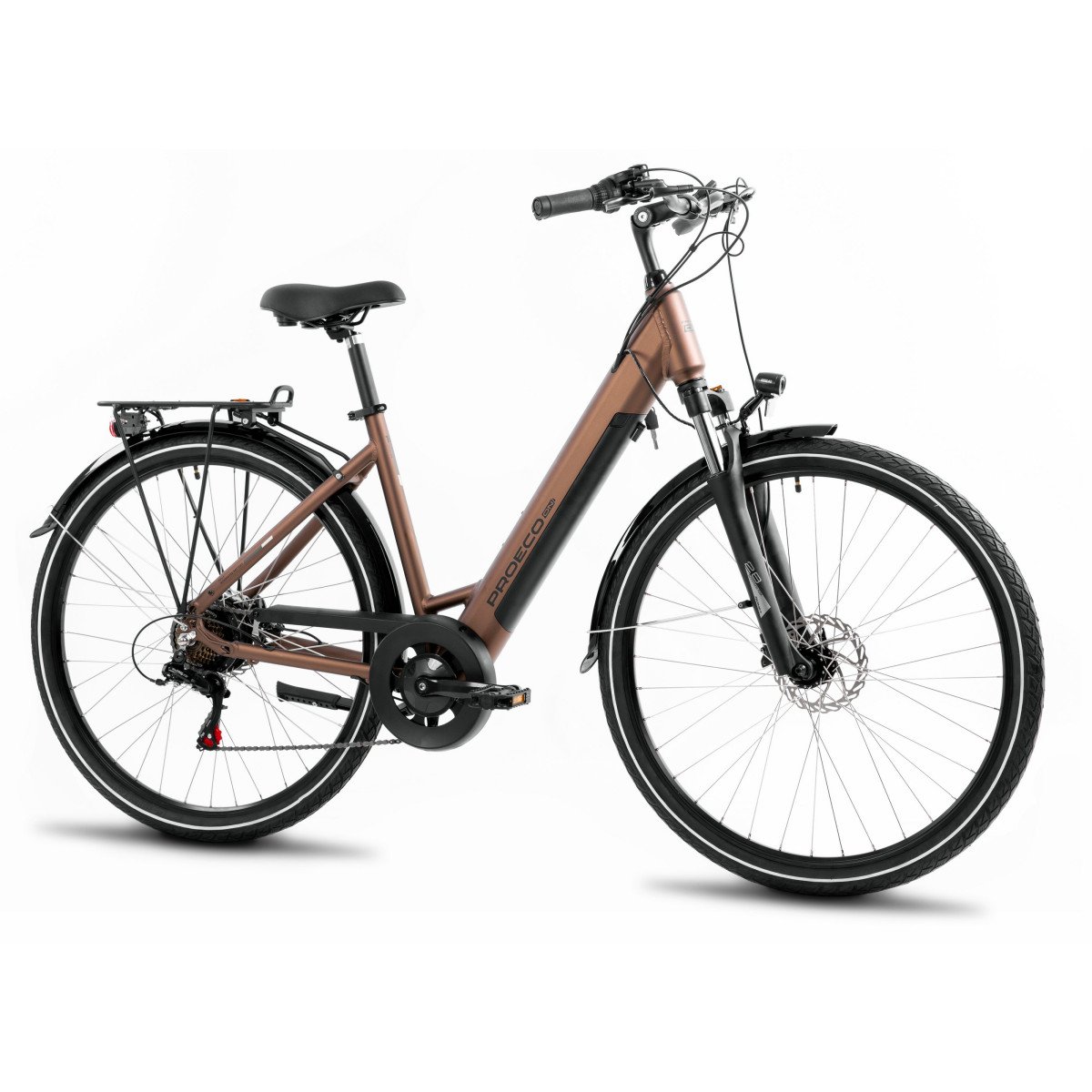 Romet ProEco Wave AN 1.0 R 504Wh brown-black elektrinis miesto dviratis