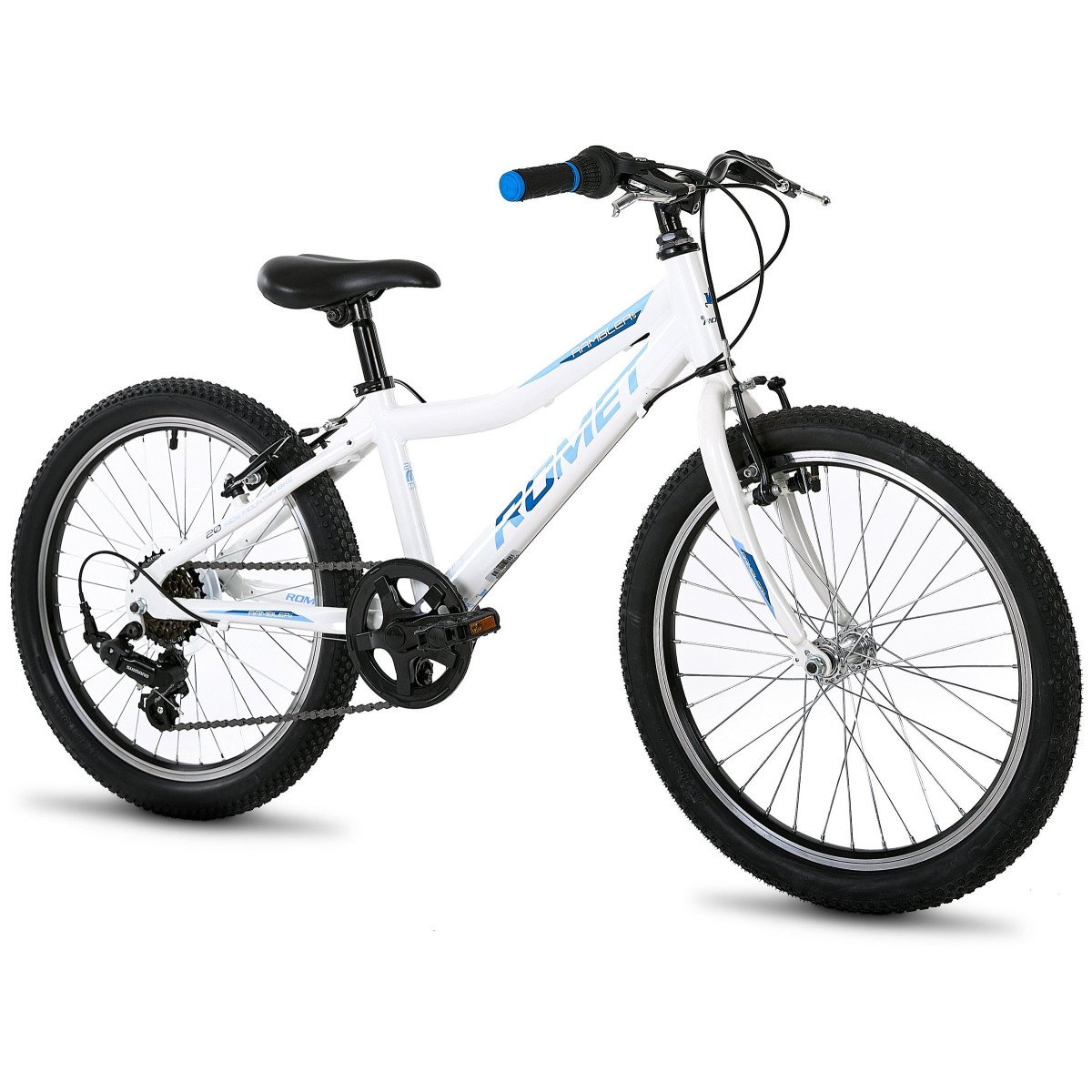 Romet Rambler 20 KID 1 2025 white-blue dviratis Romet Rambler 20 KID 1 2025 white-blue dviratis