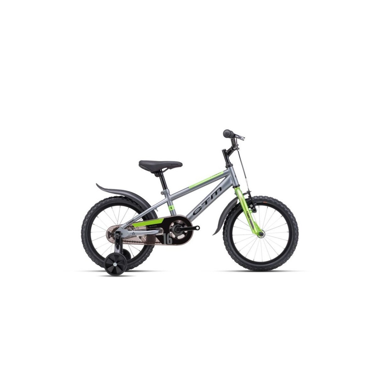 CTM Tommy 16'' matt gray / lime green 2025 dviratis