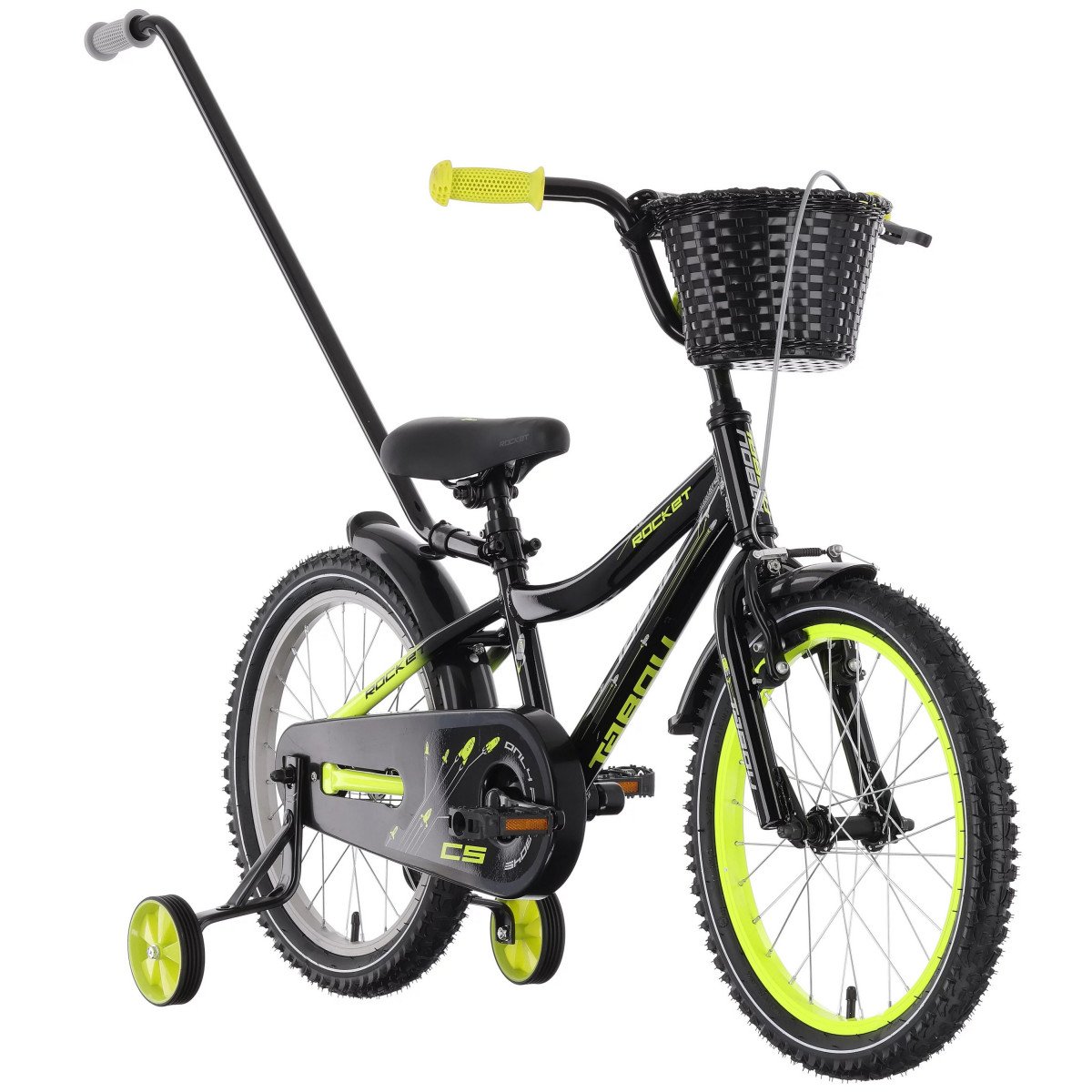 Tabou Rocket CS Alu 12 black-lime dviratis