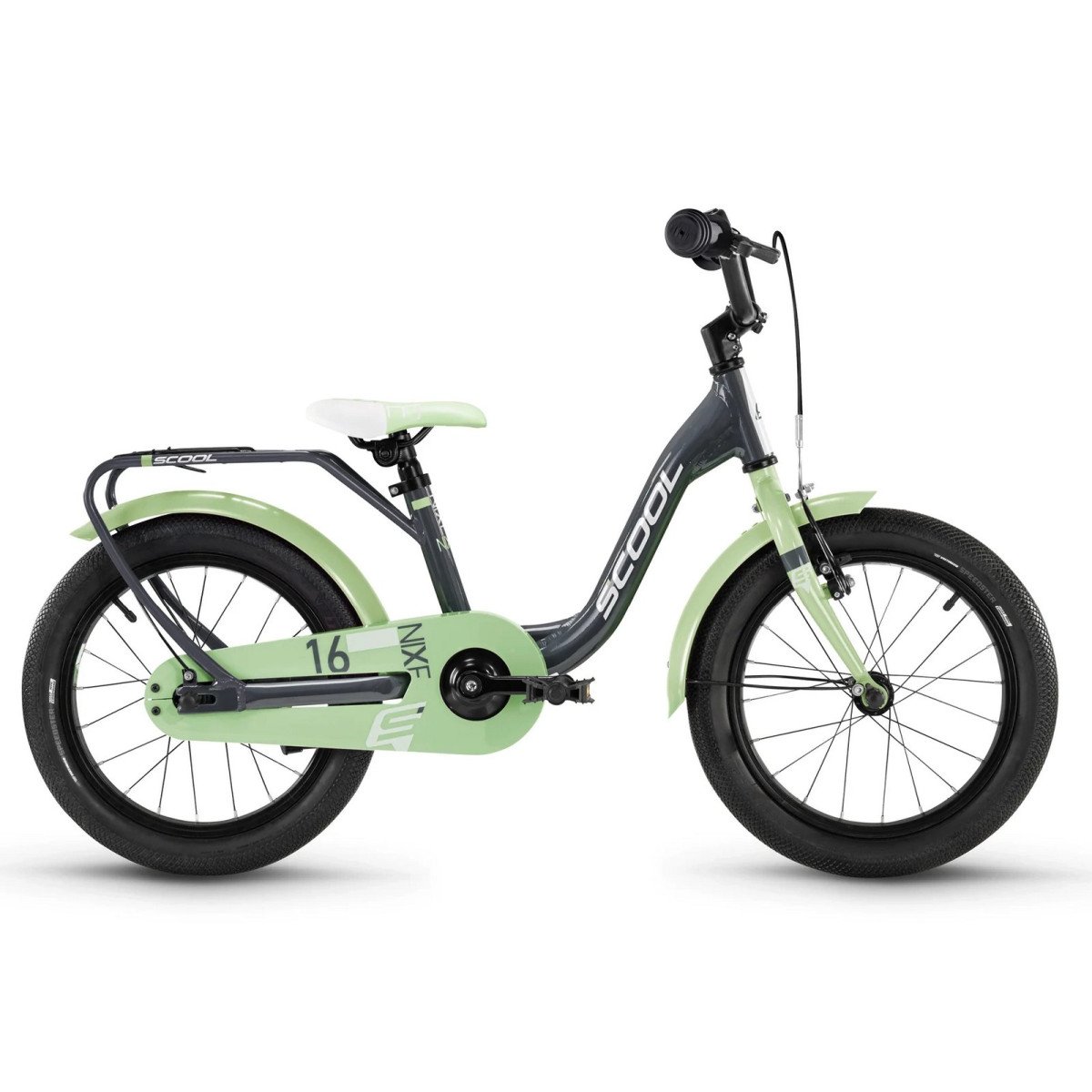 S'COOL niXe 16" 1-speed coaster-brake Aluminium dark grey-pastel green