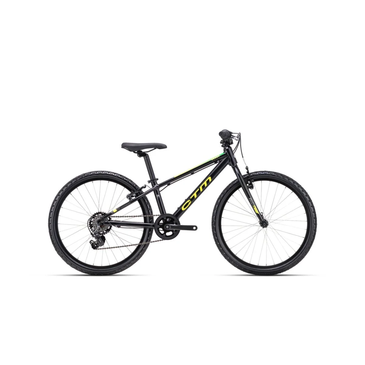 CTM Rocky 1.0 24" - 2025 - matt black-green Vaikiškas dviratis