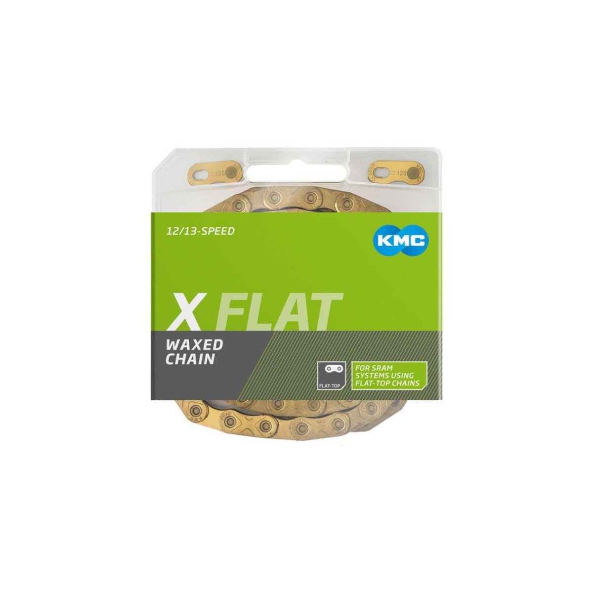 KMC X FLAT Ti-N Gold Waxed grandinė 126L | 12/13 pavarų