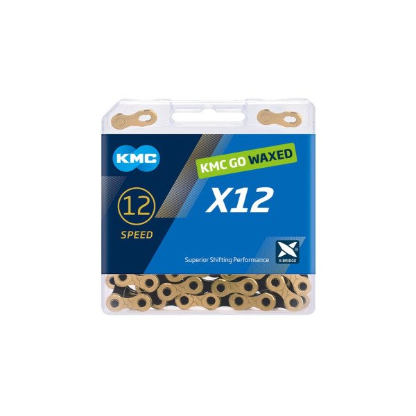 KMC X12 Ti-N Gold/Black Waxed 126L grandinė | 12 pavarų