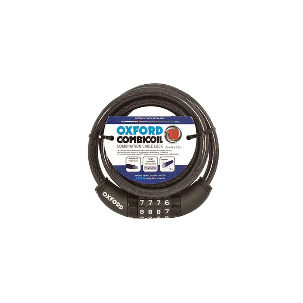 OXFORD Combi Coil10 trosinė spyna | 150cm / su kodu
