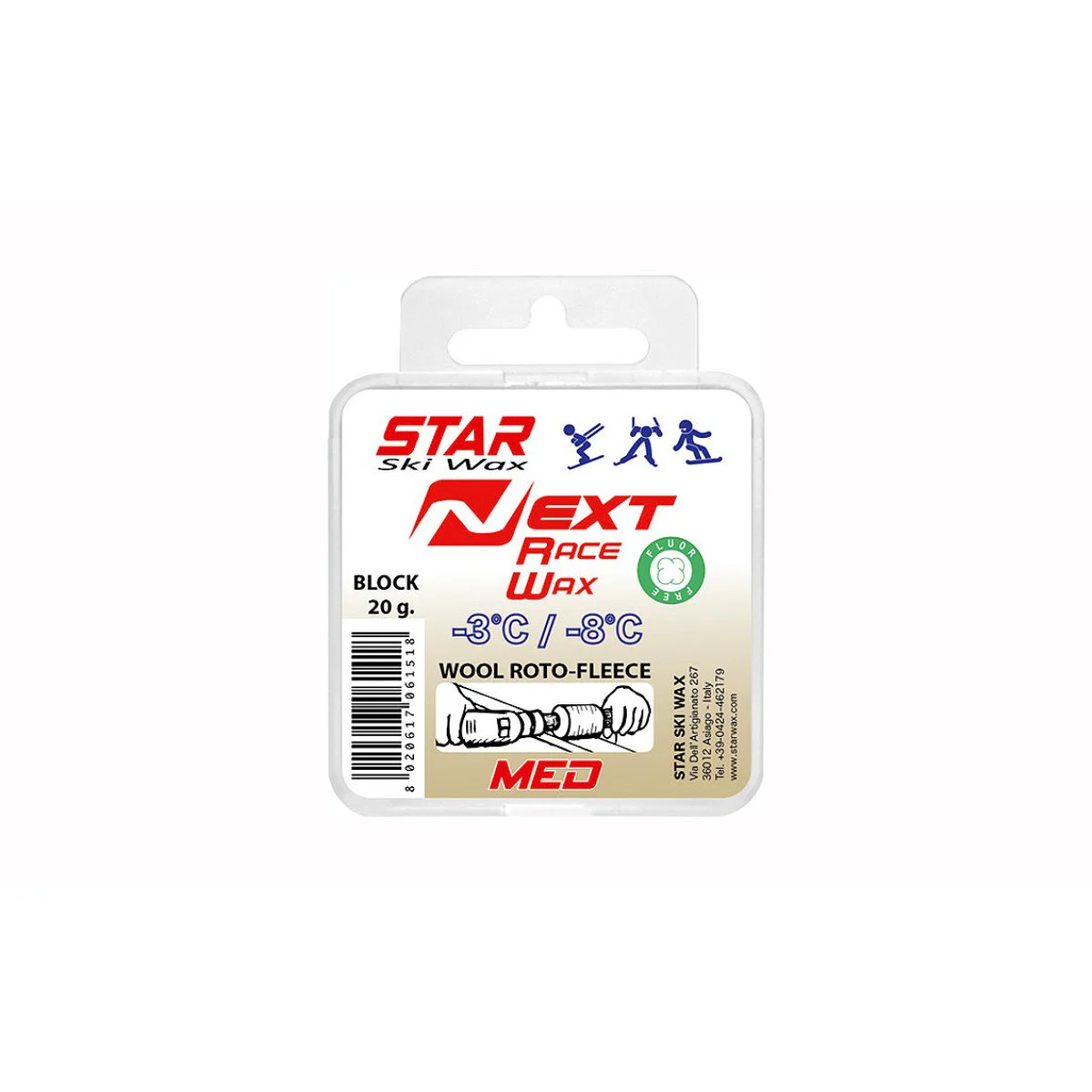 Vaškas slidėms Star Ski Wax Next Med Block Vaškas slidėms Star Ski Wax Next Med Block