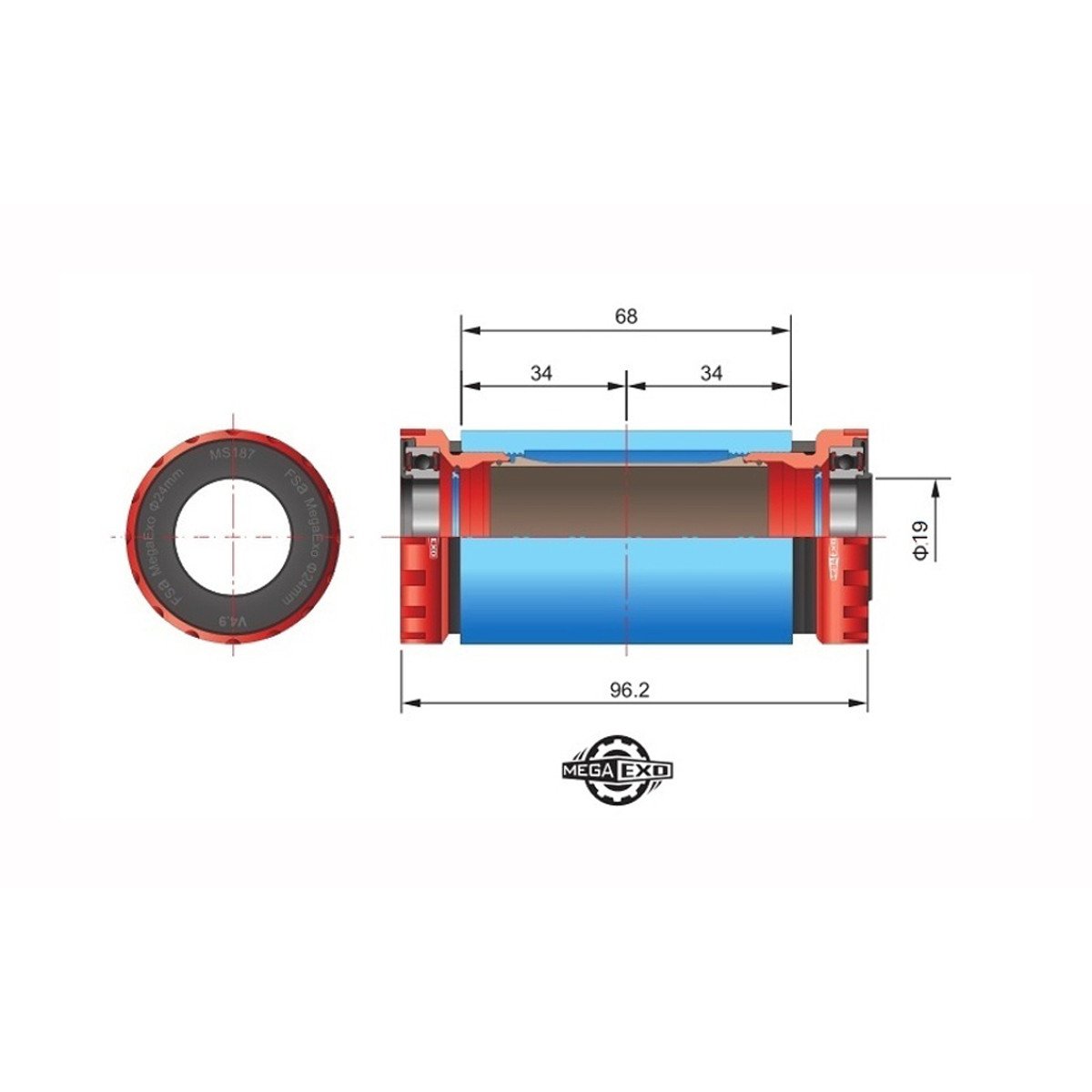 Miniklio velenas FSA MegaExo BB-1000 MTB 19mm