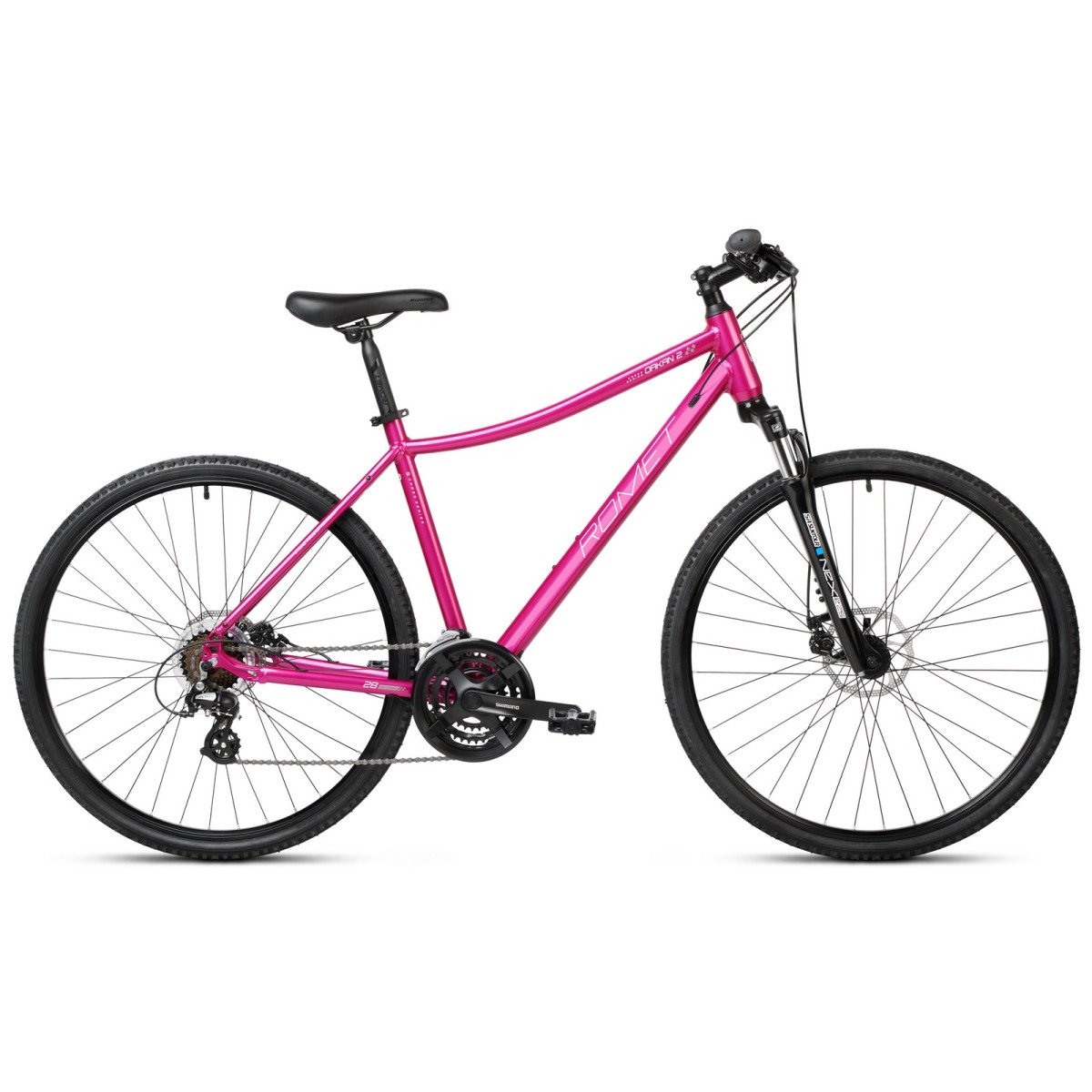 Romet Orkan 2 D 2025 pink-white-bright graphite dviratis Romet Orkan 2 D 2025 pink-white-bright graphite dviratis