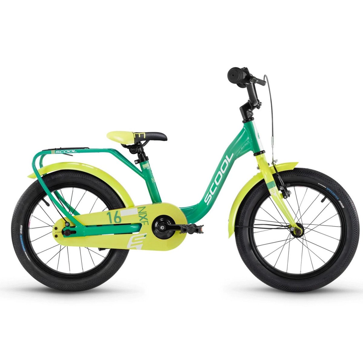 S'COOL niXe 16" 1-speed coaster-brake Aluminium green-lime dviratis