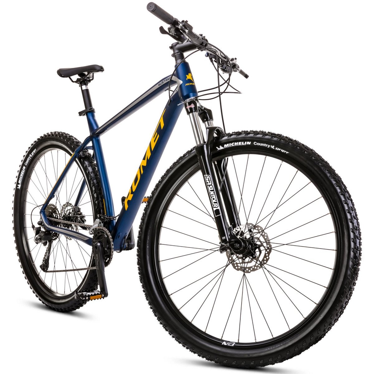 Romet Mustang M3 CS 2025 dark blue-yellow dviratis